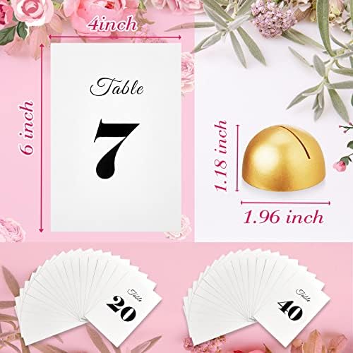 Taiyin 40 Set Gold Table Number Stands with 1-40 Table Number Cards, Round Tables Numbers Holders, Wedding Place Card Holders for Wedding Reception, Anniversary, Restaurant, Party Events 4 x 6 Inch - Image 2