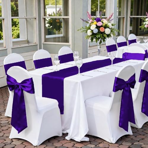 MDS® Pack of 200 Satin Chair Sashes for Wedding & Events – Purple - Image 6