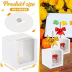 Henoyso 100 Pcs 4 x 4 x 4 in Candy Apple Boxes with Hole,White - Image 2