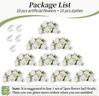 BLOSMON Artificial Flower Balls Wedding Centerpieces 10 Pcs 14.2" Large White Fake Flowers Rose Hydrangea Ball Arrangement Center Pieces for Table Silk Floral Bouquet for Wedding Party Home Decor - Image 6