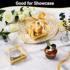 EUSOAR Disposable Clear Cupcake Containers, 50pcs 3.5 Inch Plastic Individual Cupcake Carrier with Ribbon and Inserts, Single Transparent Cupcake Holder with Lids Storage for Cake Dessert-Gold - Image 5