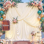 50FT x 15FT Wrinkle-Free Champagne Backdrop Curtains for Wedding, Champagne Fabric Photo Background Drapes for Wedding Reception, Birthday, Bridal & Baby Shower Decorations Photography by Besutolife