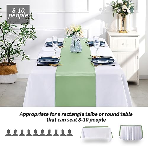 SiinvdaBZX 24 Pcs Sage Green Satin Table Runner 12 x 108 inches Long - Image 3