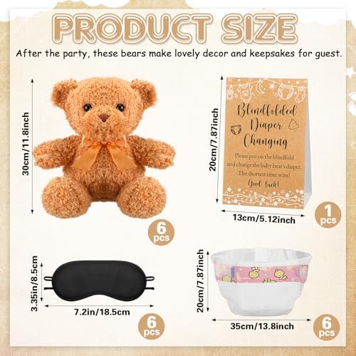 Simgoing 19 Pcs Bear Diaper Changing Game Supplies, Elegant, Light Brown - Image 2