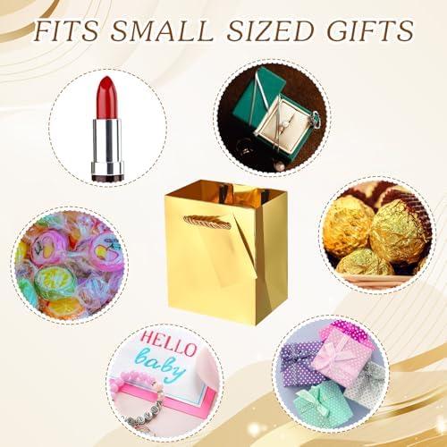 Sherr 100 Pcs Gold Mini Paper Gift Bags with Handles, White Tags - Image 5