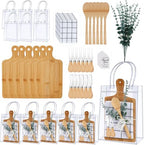 6 Set 54 Pcs Baby Shower Prizes for Game Winners Baby Shower Favors for Guests Gift Bamboo Cheese Board Set with Gift Bags Spoon Knives Forks Plaid Towel Thank You Tags for Party Wedding Bridal Favor by Qubccum