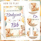 Bibs Bodysuits Baby Shower Game Sign Set Newborn Onesies Feeder Gift Fabric Marker Stencils Kit - Image 3