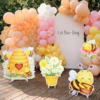 Honoson 4 Pcs 22.8" x 23.6" Large Bee Baby Shower Decorations Cardboard Cutouts, a Little Honey is on The Way Bee Theme Backdrop Daisy Sunflower Yard Signs for Birthday Party Supplies Photo Prop - Image 5