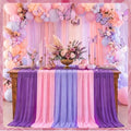 Boao 6 Pcs Pink and Purple Party Decorations Chiffon Table Runner by Boao