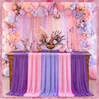 Boao 6 Pcs Pink and Purple Party Decorations Chiffon Table Runner by Boao