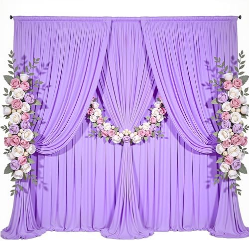 40x8ft Purple Backdrop Curtain for Parties Lavender Wrinkle Free Fabric Backdrop Curtain Wedding Photo Backdrop Drapes for Girls Baby Shower Bridal Shower Photography Lilac Back Drop 8 Panels 5x8FT by Suppromo