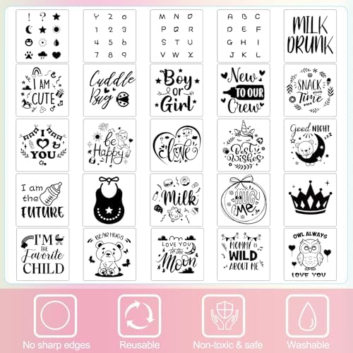 Panitay 100 Pcs White Baby Bodysuits Bibs Kit 25 Guests, Pink Elephant - Image 6
