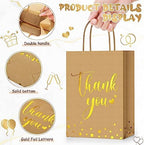 PerKoop 60 Pack Thank You Paper Gift Bags, Classic, Brown - Image 6