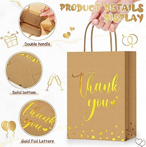 PerKoop 60 Pack Thank You Paper Gift Bags, Classic, Brown - Image 6