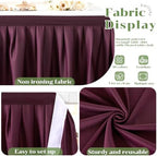 Partisky Burgundy Polyester Table Skirt for Rectangle Tables 17ft, Wrinkle Resistant Pleated Ruffle Table Cloth for Banquet Wedding Trade Baby Shower Display Gift Dining Table - Image 4