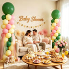 2-Sets Sage Green Pink Yellow Balloon Column Kit, 102Pcs Party Balloons - Image 4