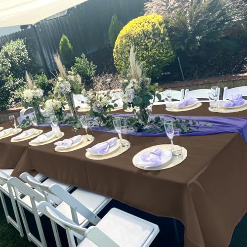 YMHPRIDE 6 Pack Brown Tablecloth 60 x102 inch Polyester Table Cloth for 6 Foot Rectangle Tables, Stain and Wrinkle Resistant Washable Fabric Polyester Table Covers for Wedding Party Banquet - Image 6