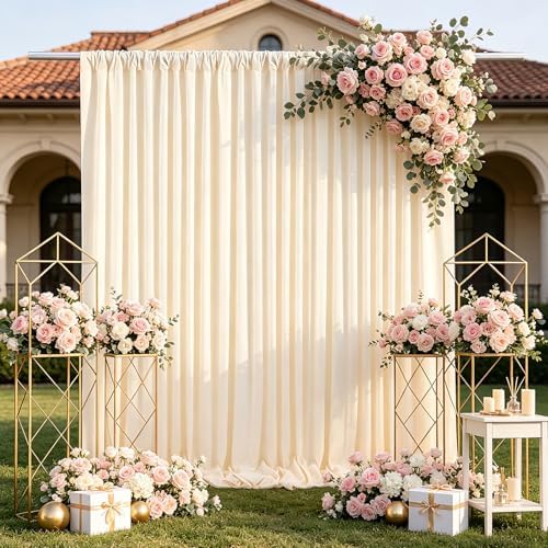 Beige Backdrop Curtains 10ftx8ft Wedding Polyester Photo Drapes - Image 5
