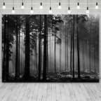 15x10ft Black and White Forest Backdrop Sunlight Beams Misty Trees Vertical Trunks Photography Background Natural Landscape Wedding Decoration Birthday Banner Portrait Photo Booth Prop - Image 3