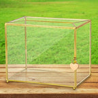 Hxezoc Gold Glass Wedding Card Box with Lock, Large Gift Card Money Box Holder for Wedding Reception, Anniversary, Birthday Party, Baby Shower, Graduation, Home Decorations by Hxezoc