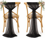 MDS Pack of 125 Chiffon Chair Sashes for Wedding & Event Décor - Black by MDS