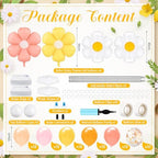 Kasyat 2 Sets Groovy Balloon Column Stand Kit Boho Daisy Macaron Pink Yellow Orange Pastel Retro Flower Balloons Arch Garland Kit for Baby Shower Birthday Wedding Hippie Flower Party Decoration - Image 2
