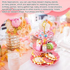 Patelai 8 Pack Plastic 3 Tier Cupcake Stand Holder, Pink - Image 5