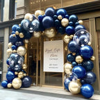Royal Blue Gold Balloon Arch Double Stuffed Latex Bobo Pearl Gold Balloon Garland Navy Ruby Blue Balloons for Birthday Baby Shower New Year Wedding Prom Business Opening Party Decor - Image 7