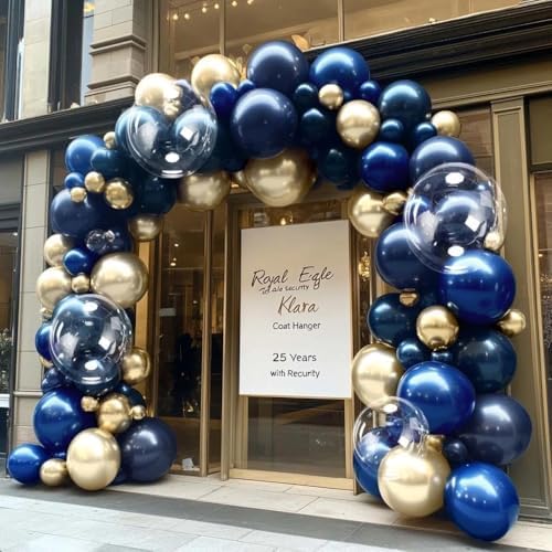Royal Blue Gold Balloon Arch Double Stuffed Latex Bobo Pearl Gold Balloon Garland Navy Ruby Blue Balloons for Birthday Baby Shower New Year Wedding Prom Business Opening Party Decor - Image 7