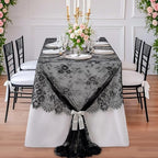 Vintage Black Lace Tablecloth 6pcs Table Fabric 60x120 Inch for Scary - Image 3