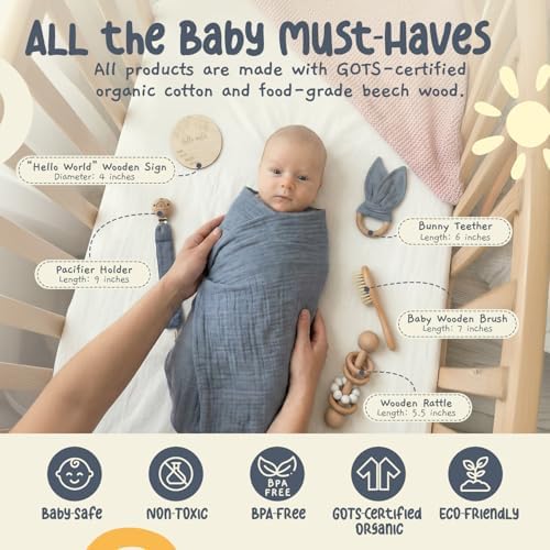 ARI MES Baby Gift Set for Newborns, Baby Shower Gift Basket with Swaddle - Image 4