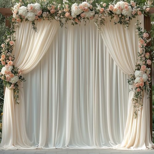 20x10FT Ivory Backdrop Curtains for Wedding Parties, Wrinkle Free Photo Backdrop Curtains for Wedding Birthday Party Baby Shower, Fabric Drape with Rod Pockets 5ft x 10ft, 4 Panels - Image 2