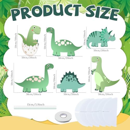 6 Pcs Large Dinosaur Cardboard Cutouts for Kids Birthday Party - Image 2