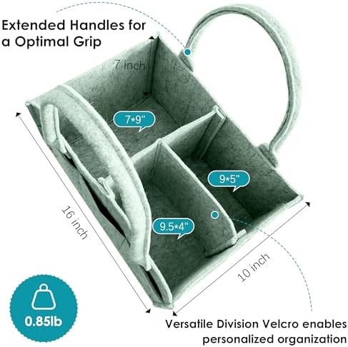 Cute Castle 2 Pack Diaper Caddy Organizer - Portable Baby Caddy Organizer with Handle, Nursery Storage Bin and Car Organizer for Girls, Boys - Baby Gift Basket - Green, Large - Image 2