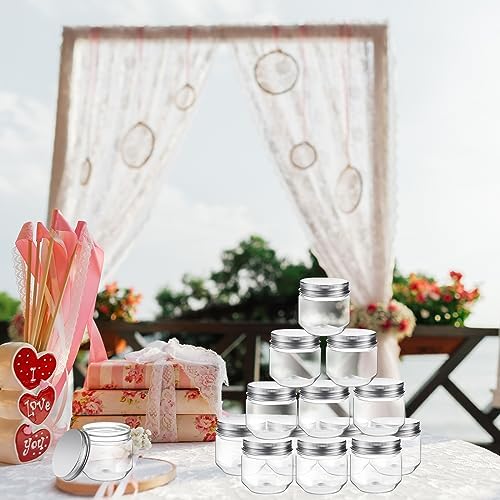 Tanlade 60 Pcs 3 oz Clear Plastic Mini Mason Jars with Lids, Silver - Image 6