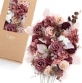 Ling's moment Artificial Pink Flowers Combo, Cinnamon Rose & Cream, Deluxe by LingsMoment