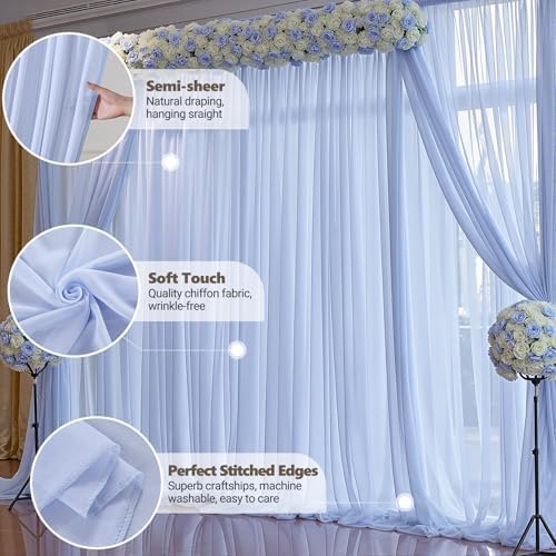 10ft x 10ft Baby Blue Backdrop Curtains, Wrinkle-Free Sheer Chiffon Fabric Photo Backdrop Draping Fabric for Wedding Arch Baby Shower Gender Reveal Photography Decorations - Image 4