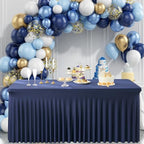 12 Pack Navy Blue Spandex Tablecloth for 6 Foot Rectangle Tables, Wrinkle Free Fitted Table Cloth Cover 6ft Blue Stretchy Tablecloths with Skirt for Parties Weddings Birthday Banquet Baby Shower - Image 4