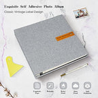 Spbapr Large Photo Album Self Adhesive Magnetic Scrapbook,DIY Scrapbook Album for 4x6 5x7 8x10 Picture,40 Pages Linen Cover Memory Book for Wedding Family Baby Pets, with Metallic Pen and Scraping - Image 4