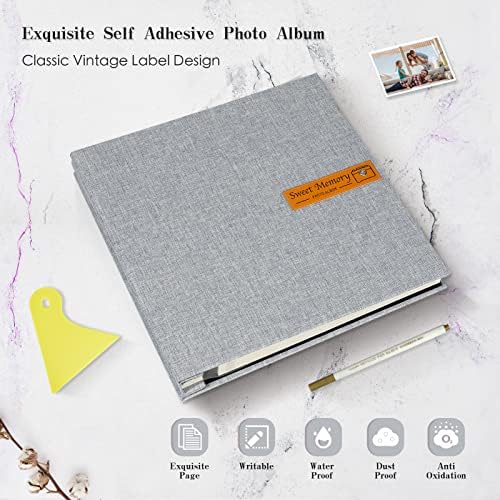 Spbapr Large Photo Album Self Adhesive Magnetic Scrapbook,DIY Scrapbook Album for 4x6 5x7 8x10 Picture,40 Pages Linen Cover Memory Book for Wedding Family Baby Pets, with Metallic Pen and Scraping - Image 4