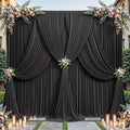 32ftx10ft Wrinkle Free Black Backdrop Curtain - 10 Feet Photography Backdrop Drapes, Silky Polyester Back Drop Cloth for Wedding Baby Shower Balloon Arch Background by Unknown