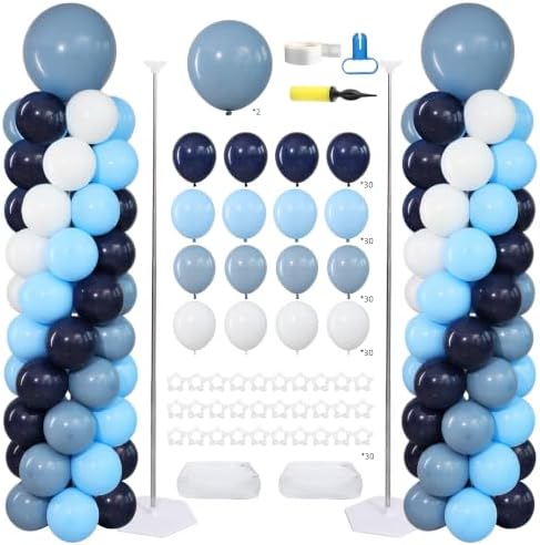 Dusty Blue Balloons Column Kits Stand for Floor 2 Sets Balloon Tower by ZyloonDecoration