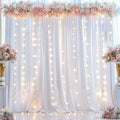 10x10ft White Backdrop Curtains with Lights Photo Drapes Wrinkle Free Fabric Backdrop Curtain for Wedding Birthday Party Baby Shower Bridal Shower Home Party Background Decorations by Shillance