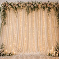 Ledido 10×8ft Champagne Tulle Backdrop Curtains with Lights(8 Panels 5×8ft) by Ledido