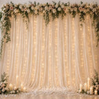 Ledido 10×10ft Champagne Tulle Backdrop Curtain with Light(4 Panels 5×10ft) by Ledido