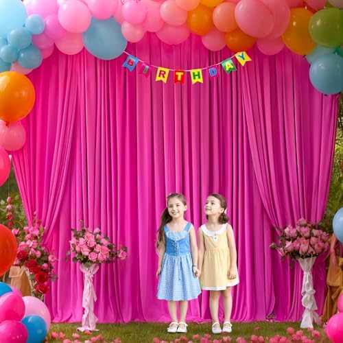 30x10ft Hot Pink Backdrop Curtain for Wedding Parties Wrinkle Free Fabric Fuchsia Drapes Backdrop Decoration for Baby Shower Birthday Photography Decoration 6 Panels, 5ft x 10ft - Image 3