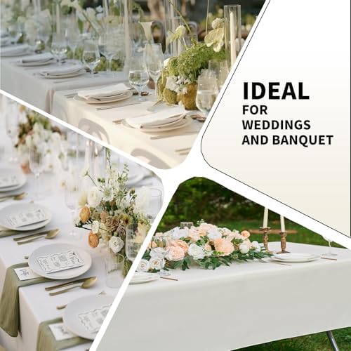 Ivory 6 Pack Polyester Table Cloth 60 x 126 Inch, Rectangle Tablecloths for 6 Foot Tables Washable Table Cloth for Party Wedding - Image 6