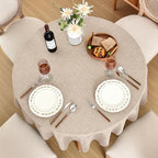 Fitable 6 Pack Beige Linen Round Tablecloths 90 Inch for 36"-72" Tables - Image 2