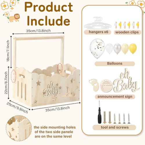 Yellow, Wooden Baby Shower Crate Closet,Hollow - Image 3