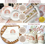 408 Pc Boho Baby Shower Decorations for Girl - Rainbow Kit, Serves 24 - Image 5